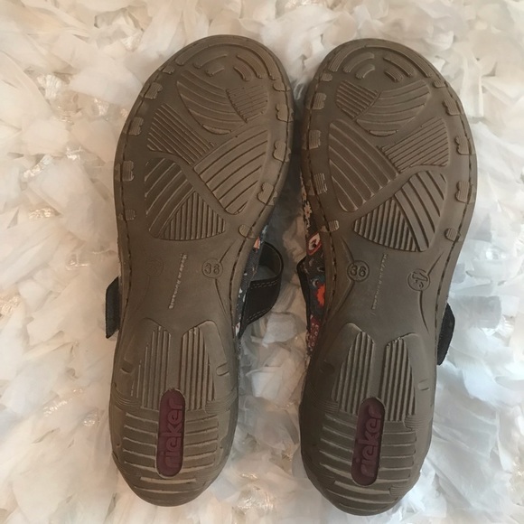 Rieker Brown Floral Cap Toe Mary Janes Size 6 - Picture 6 of 8